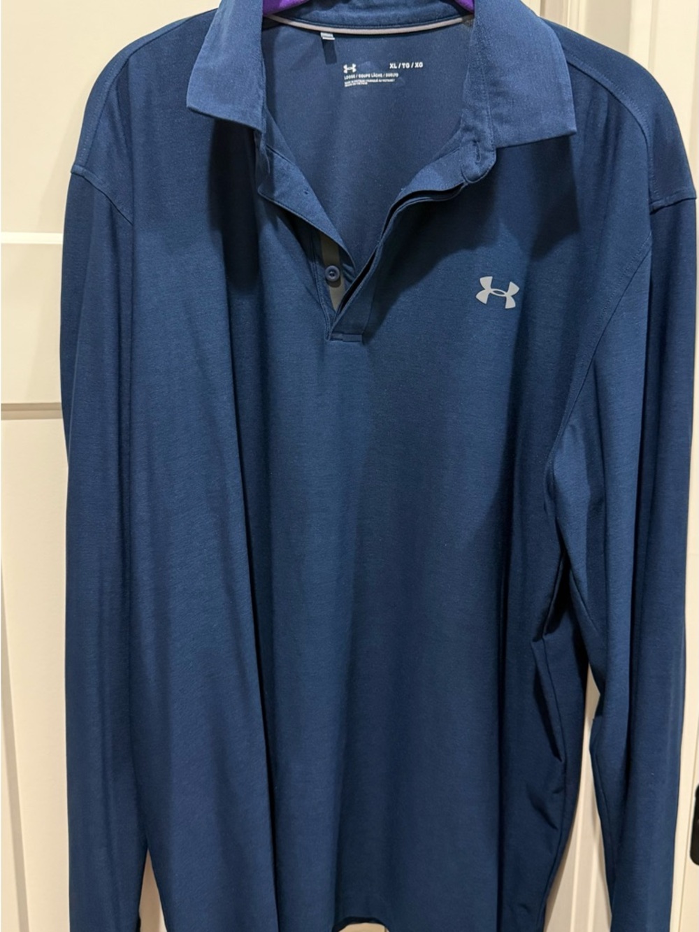 Under Armour Navy Long-Sleeve Performance Shirt with Gold Logo